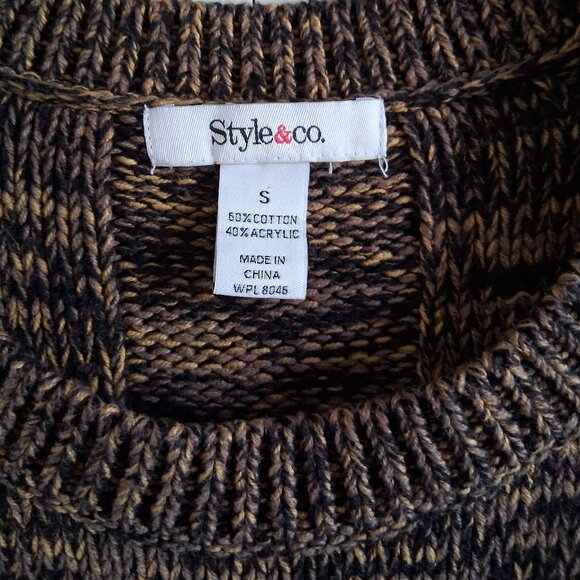 Style & Co Black & Brown Cable Knit Sweater Dress Women's Size S - Picture 4 of 12